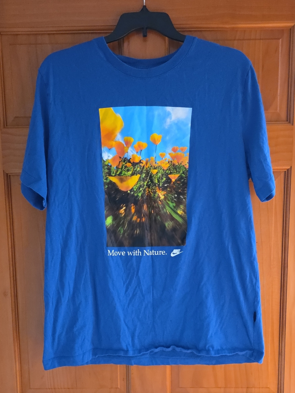 Men's Nike Blue Short-Sleeve Tee with Yellow Floral Graphic XXl